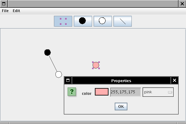 [Editing Circle Colors with the default JavaBeans Color Editor]