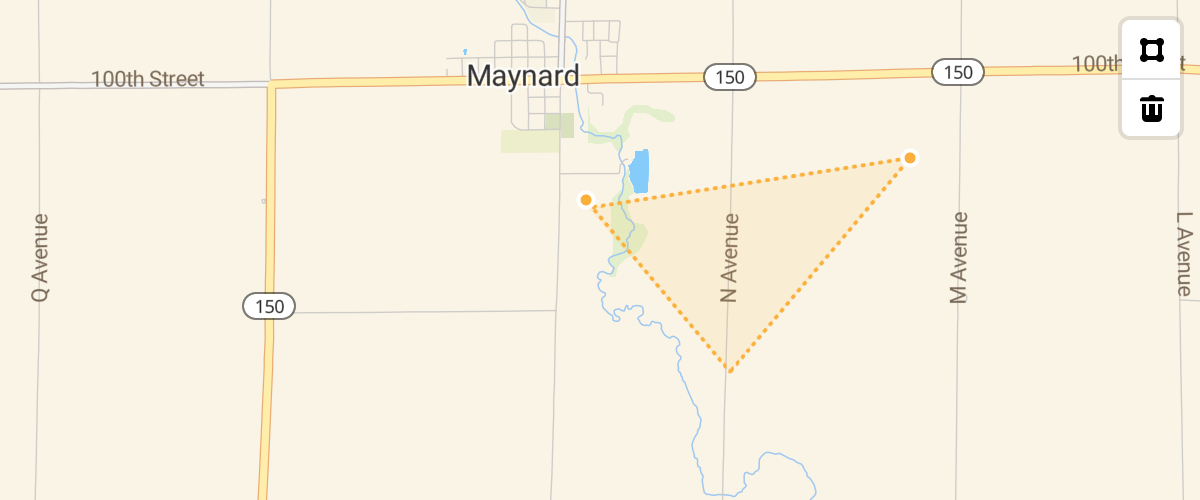 Use mapbox-gl-draw to draw a polygon and Turf.js to calculate its area in square meters.