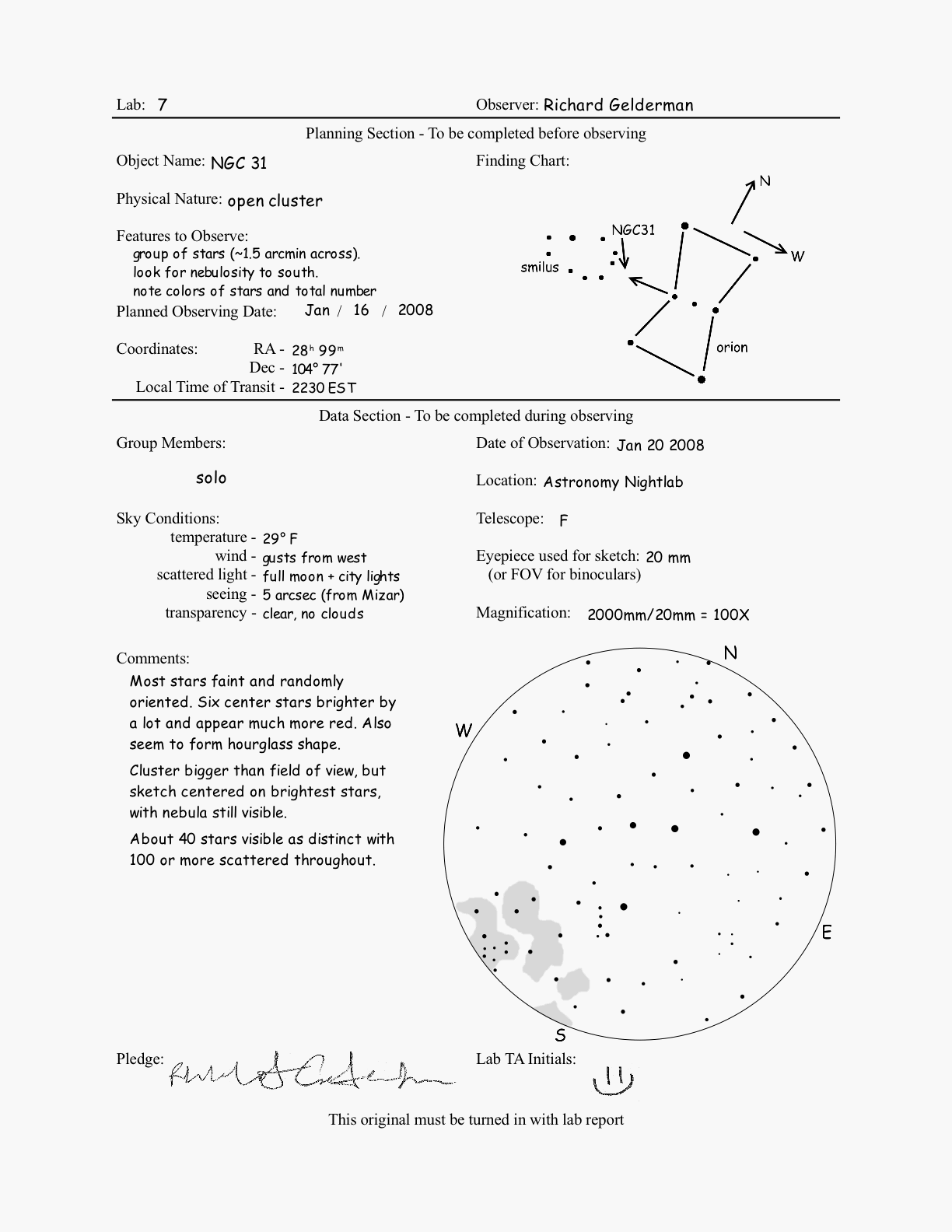 Sample Observing Form