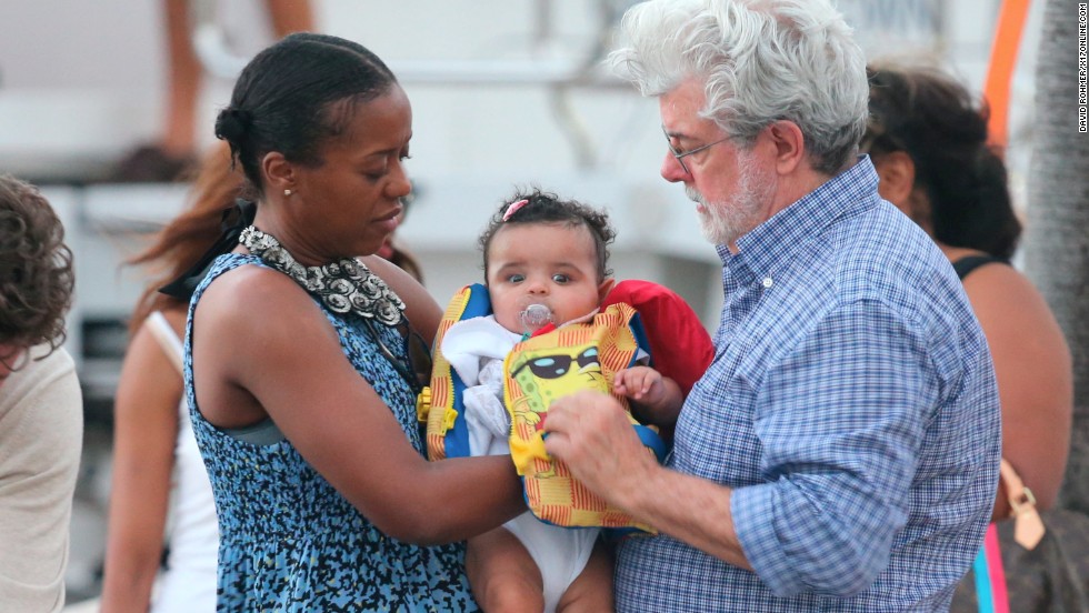 George Lucas with Wife, 'Mellody Hobson' and child