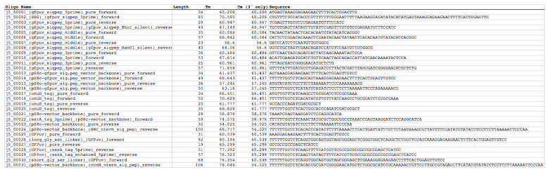 master oligos list file